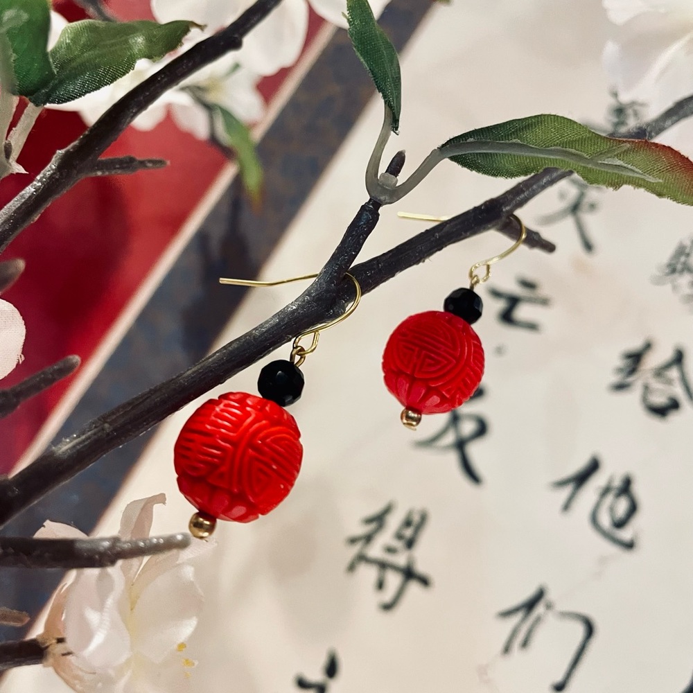 Chinese Lantern chinoiserie earrings